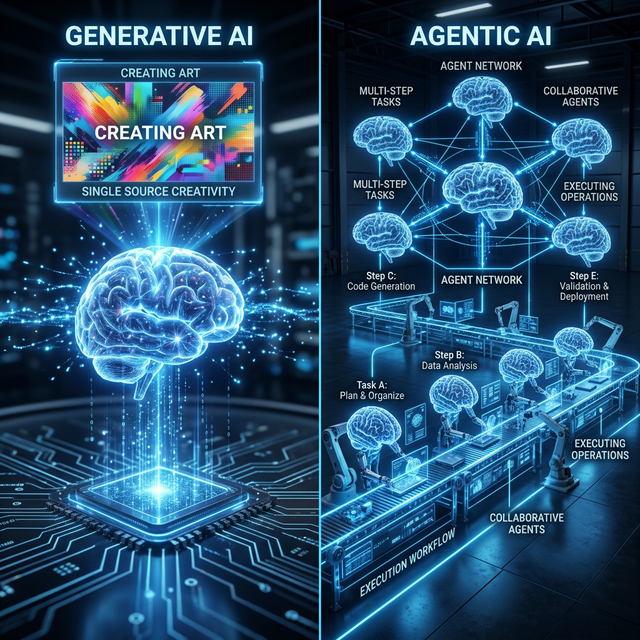 Difference between localized generative AI vs a pipeline of Agentic AI workflows