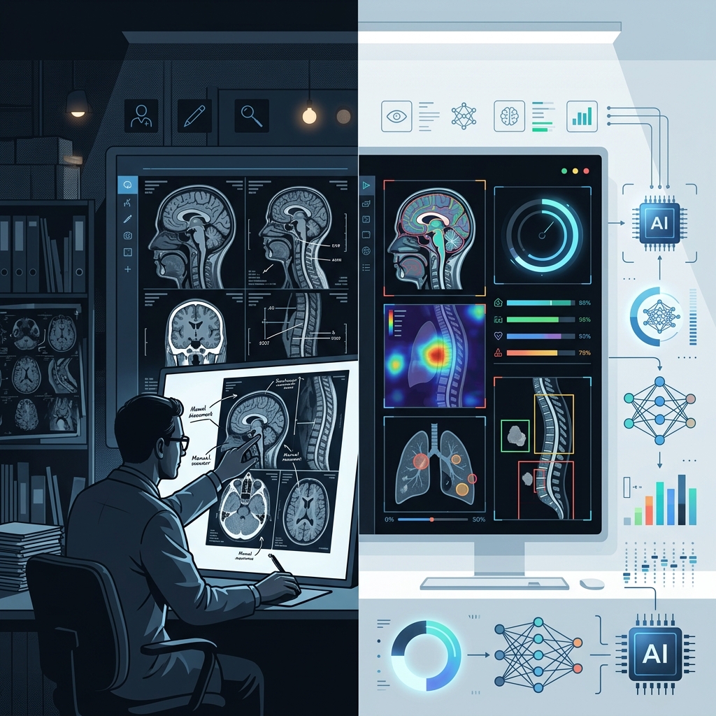 Manual Radiology vs AI Medical Image Analysis Comparison
